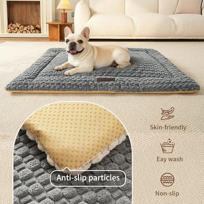 SOMAHE Cat & Dog Bed Mat, Soft Plush Flat Cat Bed with Non-Slip Bottom, 1.2" Thick All-Season Kneading Cushion, Machine Washable Pet Bed for Cats & Small Dogs 20×27Inch, Grey - color: Grey, size: 27"L x 20"W x 1.2"Th