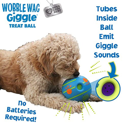Wobble Wag Giggle Ball Interactive Dog Treat Dispensing Toy, Giggle Sounds Keeps Dogs Busy and Entertained, Pets Know Best - style: Treat