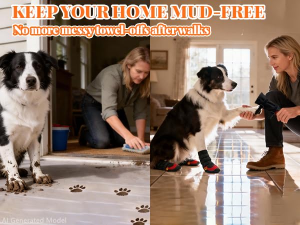 Dog Boots for Snow & Hiking, Waterproof High Top Protectors with Adjustable Reflective Straps, Anti-Slip Paw Protection Shoes for Mud and Hot Pavement-Ideal for Small to Large Dogs(Black, 1) - size: 1 (Width 1.57 inch) for 26-33 lbs