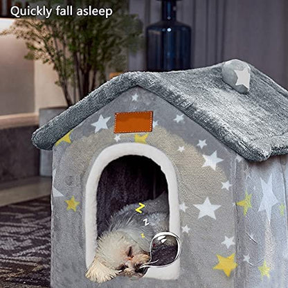 Dog House Indoor, Foldable Soft Kennel Bed Warm Cat Nest Puppy Cave with Cushion for Small Medium Large Dogs Cats (L-Within 30 lbs) - size: L-within 30 lbs
