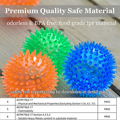 LECHONG 6pack Squeaky Dog Toys Spiky Dog Balls Cleans Teeth and Promotes Dental and Gum Health for Your Pet Squeaker Ball Toys for Aggressive Chewers (S 6PACK) - size: S 6PACK