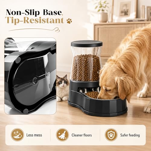 Automatic Dog Feeder Dispenser 3 Gallon/11L Gravity Stainless Steel Dog Food Feeder, BPA-Free Large Capacity Food Feeding Bowls for Medium & Large-Sized Dogs,Cats - size: 3 Gallon Feeder