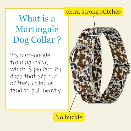 Country Brook Petz - HossFit Jr Wide Martingale Dog Collar - Country and Western Collection Featuring Rustic Designs (Cow Print, Large) - color: Cow Print, size: Large (Pack of 1)