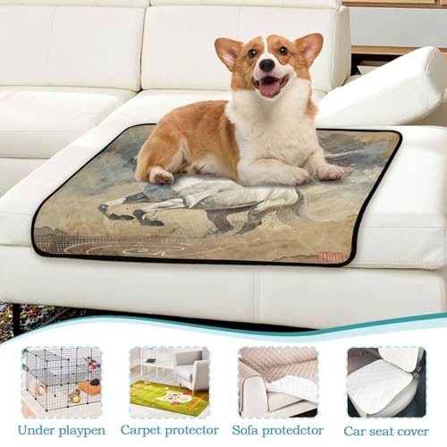 Qilmy Horse Pet Mat, Waterproof Reusable Dog Training Pad Anti-Slip Pet Creat Pad for Small Medium Large Dogs and Cats - size: Smallx3