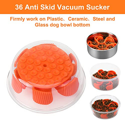 Anipaw Dog Slow Feeder Bowls Silicone Spiral Pet Food Feeder Insert to Slow Down Eating for Large Medium Small Breed Dogs Perfect with Stainless Steel Glass Ceramic Pet Bowls (Orange) - color: Orange