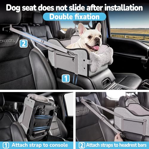 Center Console Dog Car Seat,Pet Puppy Middle Console Dog Car Seat for Small Dogs (Grey, Large) - color: Grey, size: Large