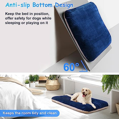 Magic Dog Super Soft Medium Dog Bed, 32 Inches Orthopedic Foam Pet Beds with Anti Slip Bottom, Dog Sleeping Mattress with Removable and Washable Cover, Blue M,32'' X 24'' X 3'' - color: Blue, size: 32.0"L x 24.0"W x 3.0"Th