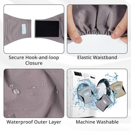 Paw Legend Washable Dogs Diapers Male Dog Belly Bands for Male Dogs Diapers Reusable Puppy & Doggie Diapers Male - color: Purple Grey, Green, Brown, size: X-Small