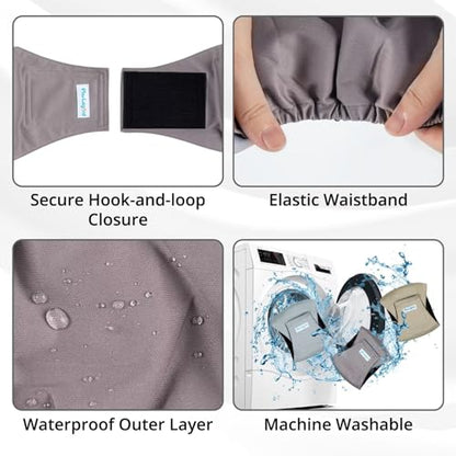 Paw Legend Washable Dogs Diapers Male Dog Belly Bands for Male Dogs Diapers Reusable Puppy & Doggie Diapers Male - color: Purple Grey, Green, Brown, size: X-Small