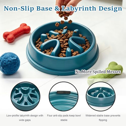 Slow Feeder Dog Bowls, Maze Lick Plate to Slow Down Eating for Fast Eaters | for puppy & cat, BPA free, durable, dishwasher safe, puzzle pattern, anxiety relief, not chew toy, dry wet raw frozen food