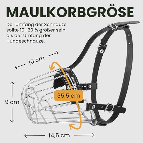 BRONZEDOG Pitbull Dog Muzzle Metal Mask Amstaff Wire Basket Pit Bull Adjustable Leather Straps for Large Dogs (Brown) - color: Leather, Brown Metal