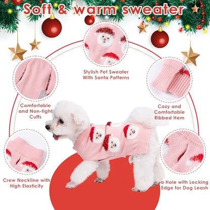 LUBOT NEW Ugly Christmas Sweaters for Puppy Cute Funny Wintertime and Holiday Parties Knitted Pullover Sweater Santa Small Dog Pink X-Large - color: Pink, size: X-Large