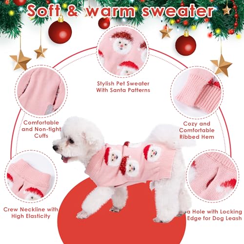 LUBOT NEW Ugly Christmas Sweaters for Puppy Cute Funny Wintertime and Holiday Parties Knitted Pullover Sweater Santa Small Dog Pink X-Small - color: Pink, size: X-Small