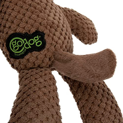 goDog Checkers Dog Squeaky Plush Dog Toy, Chew Guard Technology - Brown, Large - color: Dog (Brown), size: Large
