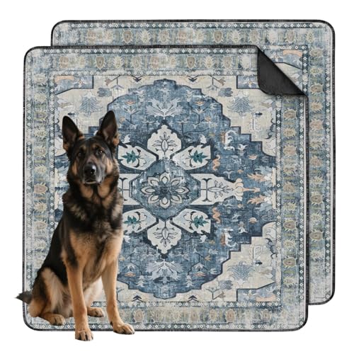 Washable Pee Pads for Dogs 2 Pack, Absorbent Reusable Puppy Pads Waterproof, Leakproof & Non-Slip Whelping Pad, Potty Training Pads for Dogs Playpen Mat 48x48 - color: D Blue, size: 48"x48"(2 Pack)