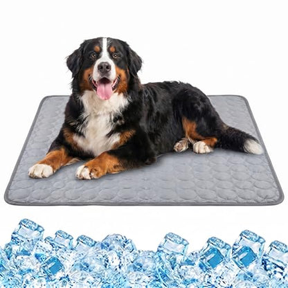 Dog Cooling Mat, 2026 Upgraded Pet Ice Silk Mat, Pet Cooling Mat Ice Silk Coolings Mats for Dogs & Cats, with Non-Slip & Foldable Summer Reusable Pets Cool Mats (Light Gray, S-20×16") - color: Light Gray, size: S-20"×16"