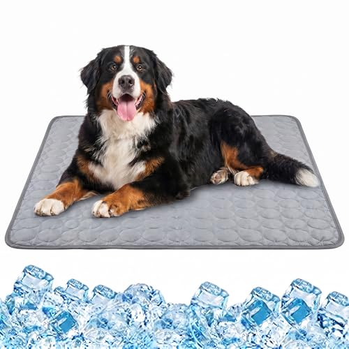 Dog Cooling Mat, 2026 Upgraded Pet Ice Silk Mat, Pet Cooling Mat Ice Silk Coolings Mats for Dogs & Cats, with Non-Slip & Foldable Summer Reusable Pets Cool Mats (Light Gray, XL-39×30") - color: Light Gray, size: XL-39"×30"