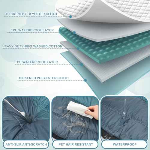 Suzile Outdoor Travel Dog Bed Waterproof Camping Dog Beds Washable and Portable Travel Pet Mat with Carry Bag for Large/Medium Pet Mattress for Crates & Kennels Camping Indoor, 38" x 27"