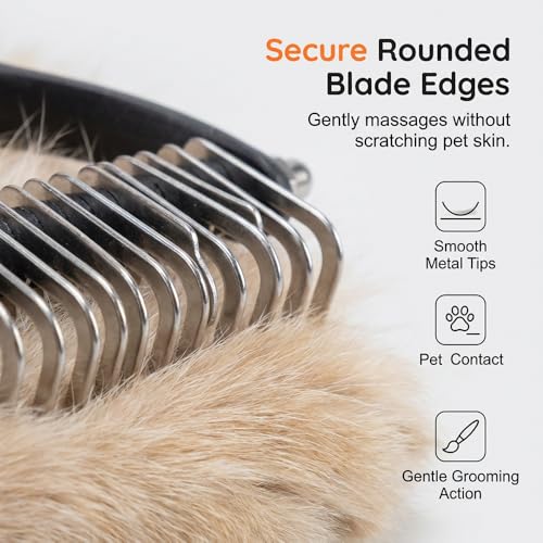 Double-Sided Self-Cleaning Pet Grooming Brush,2026 New Ergonomic Undercoat Rake,Gentle Detangler Brush for Long Thick Pet Hair,Professional Grooming Tool (Orange-19Teeth/19Teeth) - color: Orange-19Teeth/19Teeth