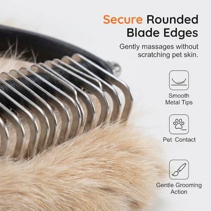 Double-Sided Self-Cleaning Pet Grooming Brush,2026 New Ergonomic Undercoat Rake,Gentle Detangler Brush for Long Thick Pet Hair,Professional Grooming Tool (Orange-Comb+Pin Comb Set-19Teeth/19Teeth) - color: Orange-Comb+Pin Comb Set-19Teeth/19Teeth
