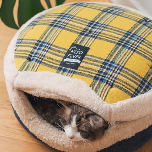 Cat Bed Cave - Enclosed Hideaway with Detachable Lid & Mat for Kitten (Redwhite) - color: RedWhite