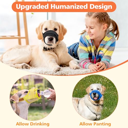Coppthinktu Soft Dog Muzzle, Breathable Mesh Muzzle for Small Medium Large Sized Dog Mouth Cover, Adjustable Muzzles to Prevent Biting Barking Dogs Mouth Cover Allows Drinking (Light Blue M) - size: M