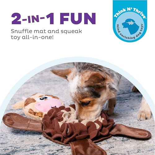 Outward Hound by Nina Ottosson Snuffle Palz Plush Snuffle Mat Dog Treat Puzzle, Non-Slip, Brown, Cow, Large - color: Snuffle Palz Cow