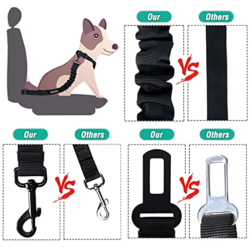 COOYOO Dog Seat Belt,Retractable Dog Car Harness Seat Belt for Car Adjustable Nylon Pet Safety Seat Belts Heavy Duty & Elastic Bungee Buffer - color: 04-Black