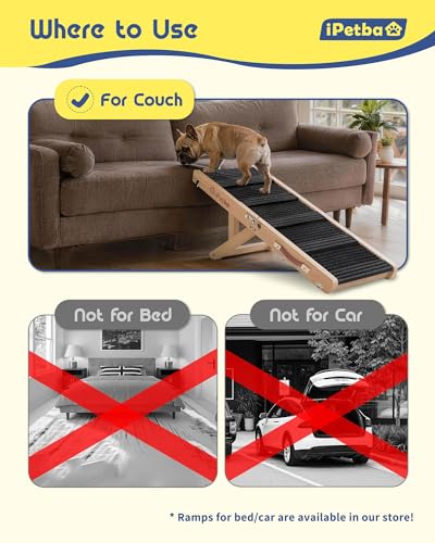 Dog Ramp for Couch - Joint & Spine Support with Gentle Incline for Small Dogs, Adjustable, Anti-Slip & Foldable, Up to 35 lbs - size: Small
