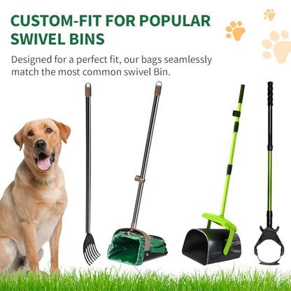 125 Bulk Pack Extra Large Dog Poop Bags for A&H Swivel Bin Pooper Scooper, Pet Waste Bags with Handle for Dog Poop Cat Litter, Heavy Duty Leakproof Unscented (Only Dog Poop Bags) - style: 125 Count