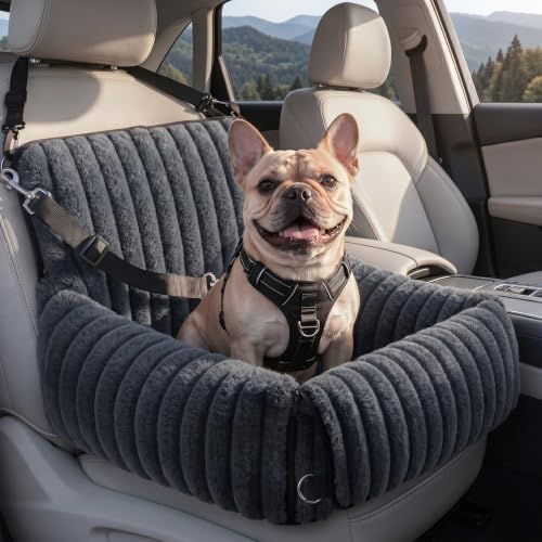 MIXJOY Dog Car Seat for Small/Medium Dogs up to 25 lbs, Multi-Functional Dog Carrier for Car with Detachable Washable Cover, Pet Travel Bed with Clip-On Safety Leash, Grey - color: Grey