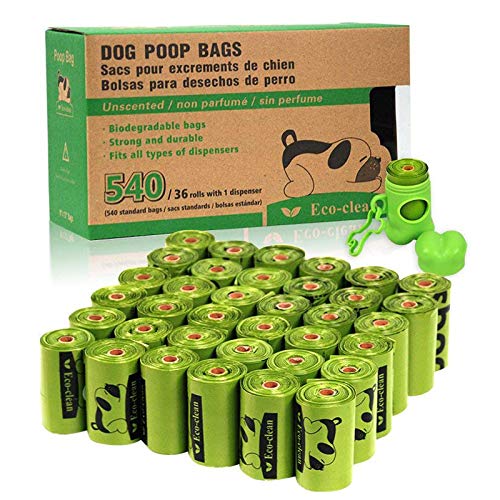 ECO-CLEAN Poop Bags, 36 Rolls/540 Dog Poop Bags with Dispenser, Dog Waste Bags, Unscented, Leak-Proof, Easy Tear-Off - color: 36 Rolls/540 Bags+Dispenser