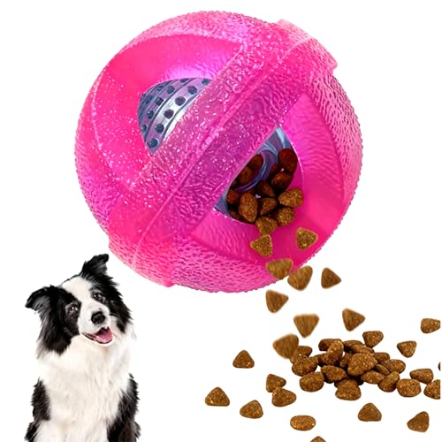 Indestructible Dog Balls 3.5 Inch Tough Chew Toys for Aggressive Chewers | Durable Pink Rubber Treat Dispensing Puzzle Dog Ball, Interactive Dual-Use Toy for Chewing, Feeding & Puppy Teething Relief - color: Pink