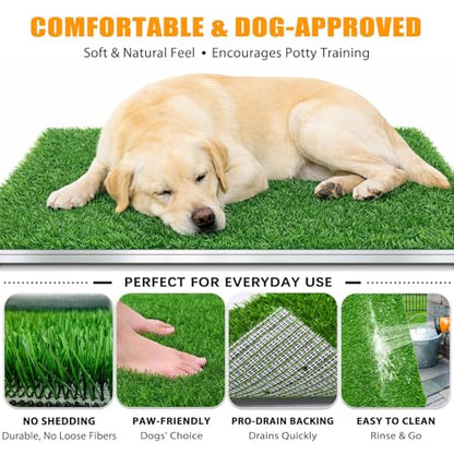 Odor-Free Stainless Steel Dog Grass Pad with Tray, Indoor Dog Potty for Apartment, Easy Clean Reusable Dog Toilet, Large Pet Pee Grass System for Small Medium Large Dogs