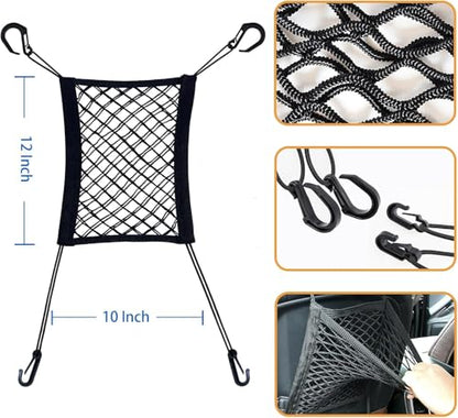 Dog Car Net Barrier Pet Barrier,Barrier of Back Seat Pet Kids,Cargo Tissue Purse Holder, Baby Stretchable Storage Bag Universal for Cars, SUVs, Vans Traveling (2-Layer) - size: 2-Layer