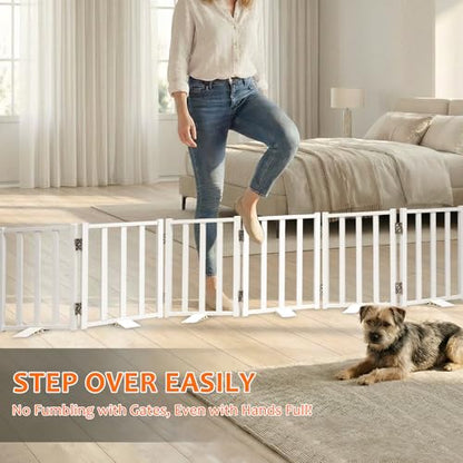 Snagle Paw Short Dog Gate,16.5" Tall Freestanding Metal Dog Gate Only for Small Dogs with Support Feet Easily Step Over,Up to 72" Wide Puppy Gate Indoor for Stairs,Doorways(White,6 Panel) - size: White-6 Panels 16.5"H*72"W