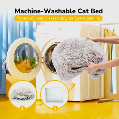 CATISM Cat Bed, Cat Cave for Indoor Cats, Soft Cat Dome, Self-Warming 2 in 1 Foldable Pet Cat House with Washable Cushioned Pillow Calming Fluffy Dog Beds for Small Dogs with Anti-Slip Bottom Brown - color: Brown