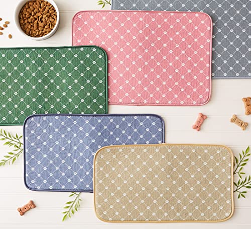Bone Dry Machine Washable, Ultra Absorbent Pet Mat, 12x18, Stonewash Blue Trellis Print - color: Stonewash Blue Trellis Print, size: 12"L x 18"W