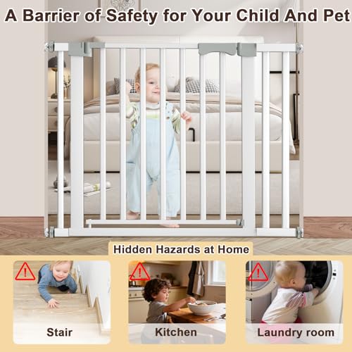 30-41 Inch Extra Wide Outdoor Baby Gate/Dog Gate, Indoor Pet Gate for Doorways, Hallways and Stairs No Drilling, Auto Close, Pressure Mounted Safety gate for Babies,Pets,White - size: White 30-41 inches wide