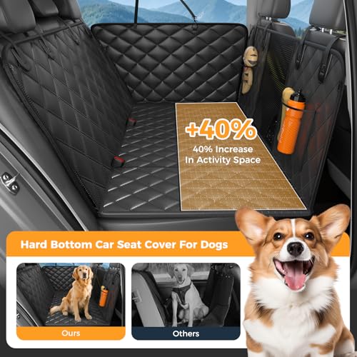 Dog Car Seat Cover for Back Seat, Hard Bottom Back Seat Extender for Dogs - Supports 400lbs, 2026 New Waterproof, Scratch Resistant, Anti Slip Portable Dog Hammock,Suitable for Cars Grey