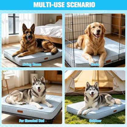 EXPAWLORER Dog Cooling Mat, 30*20in Upgraded Thick Non-Slip Bed Pad with Chill Soothing Fabric for Medium Dogs Cats Pets in Summer Keep Cool, Portable Washable Kennel Bed with Waterproof Inner Cover - size: M( 30.0"L x 20.0"W x 3.0"Th)