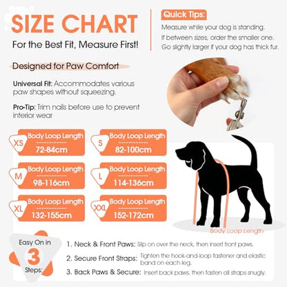 Pezluxe Dog Suspender Boots, Waterproof Anti-Slip Dog Rain Boots with Adjustable Strap for Small Medium Large Dogs, Reflective Paw Protector Pet Shoes for Outdoor Walking, Rain Snow Hiking, Orange, XL - size: XL