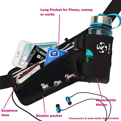 Running Belt Sport Waist Pack/Pouch w/Water Bottle Holder Hydration Fanny Pack Reflective Stripes Cellphone Storage Earphone hole for Dog walker Hiking Travel Adjustable Women/Men (Rainbow Stripes) - color: Rainbow Stripes
