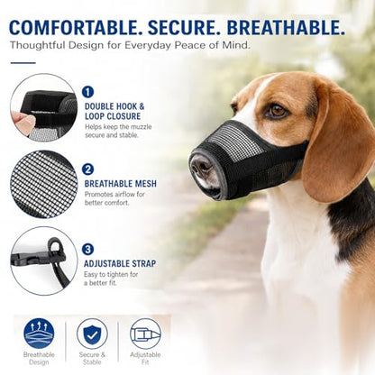 Soft Dog Muzzle for Small Medium Large Dogs, Dog Muzzle Comfortable Breathable Basket Muzzle for Dogs, Adjustable Muzzles for Dogs Anti-Biting Barking Chewing, Preventing Accidental Ingestion (L) - size: L