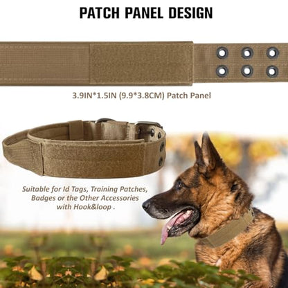 Tactical Dog Collar with Handle, Military Adjustable Heavy Duty Metal Buckle Dog Collars Soft Nylon Training Collar for Medium Large Dogs (Brown, X-Large) - color: Brown-HD, size: XL