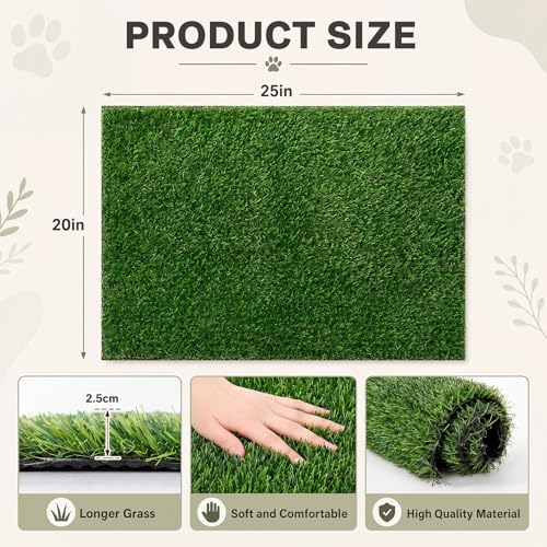 Fanfanwin 4 Pack Dog Grass with Washable Pee Pads 20"x25", 2 Artificial Grass for Dog Potty Training, 2 Reusable Puppy Pee Pads Absorbent Indoor Outdoor Pet Turf Patch for Apartment Balcony Patio - size: 20 x 25 Inch