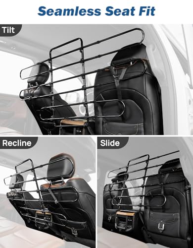 JOYTUTUS Dog Car Barrier, Pet Barrier Follow the Seat Movement 34"- 58" Width Adjustable SUV Dog Barrier for Back Seat, Vehicle Gate Heavy Duty, Ideal for Sedans SUVs Trucks MPVs