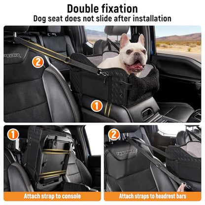 TKYZ Center Console Dog Car Seat,Pet Puppy Middle Console Dog Car Seat for Small Dogs (Full-Size Truck Black)
