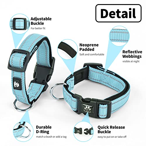 NESTROAD Dog Collar and Leash Set,Reflective Dog Collars with Quick Release Buckle,Adjustable Nylon Pet Collar for Small Medium Large Dogs(Large,Blue) - color: Blue, size: Large