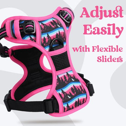 rabbitgoo Dog Harness Small Sized, No Pull Easy On & Off with 3 Buckles Pet Harness, Adjustable Soft Walking Vest with 2 Clips and Handle, Reflective for Small Dogs, Mountain Rose, S - color: Mountain Rose, size: Small